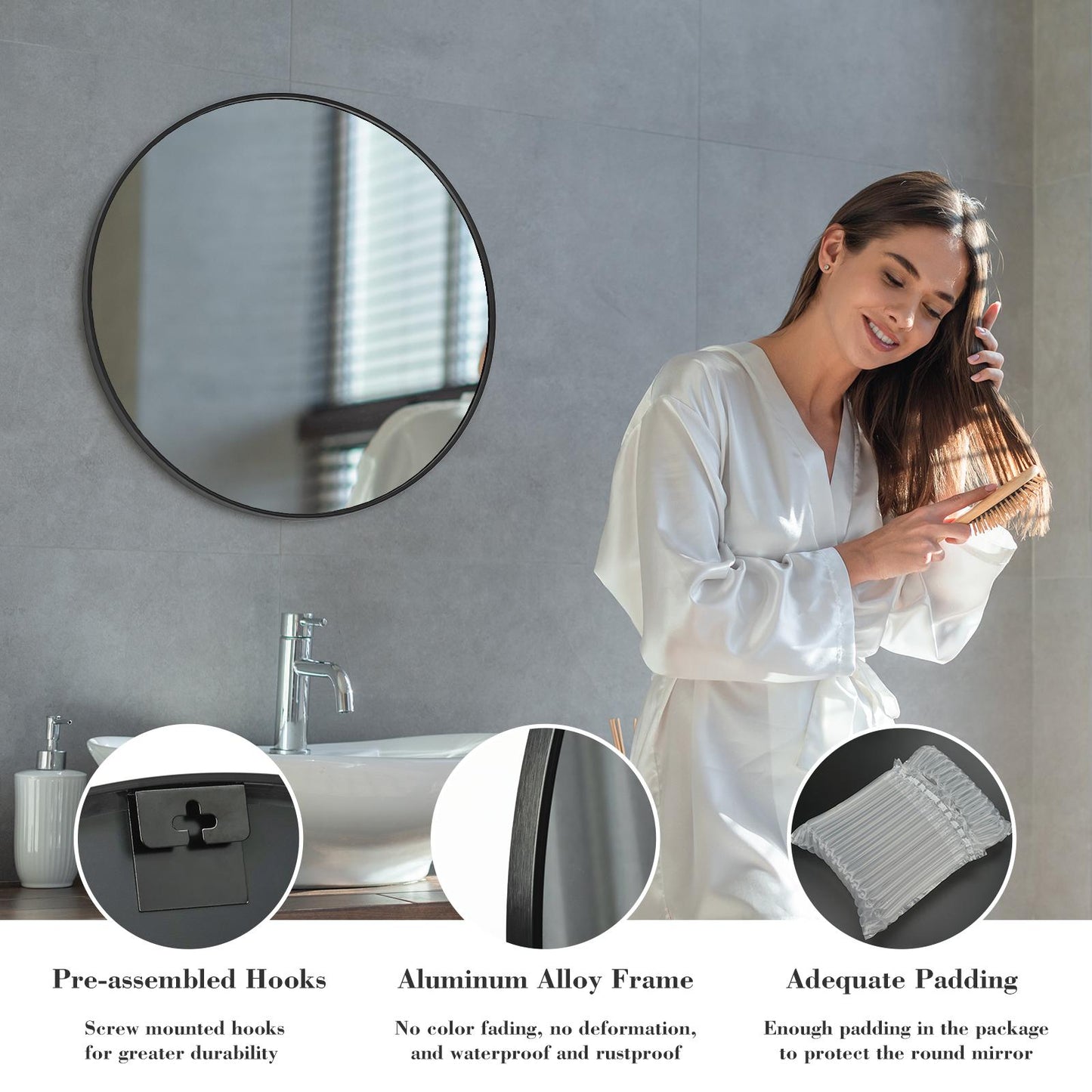 Black Round Wall Mirror 24 Inch