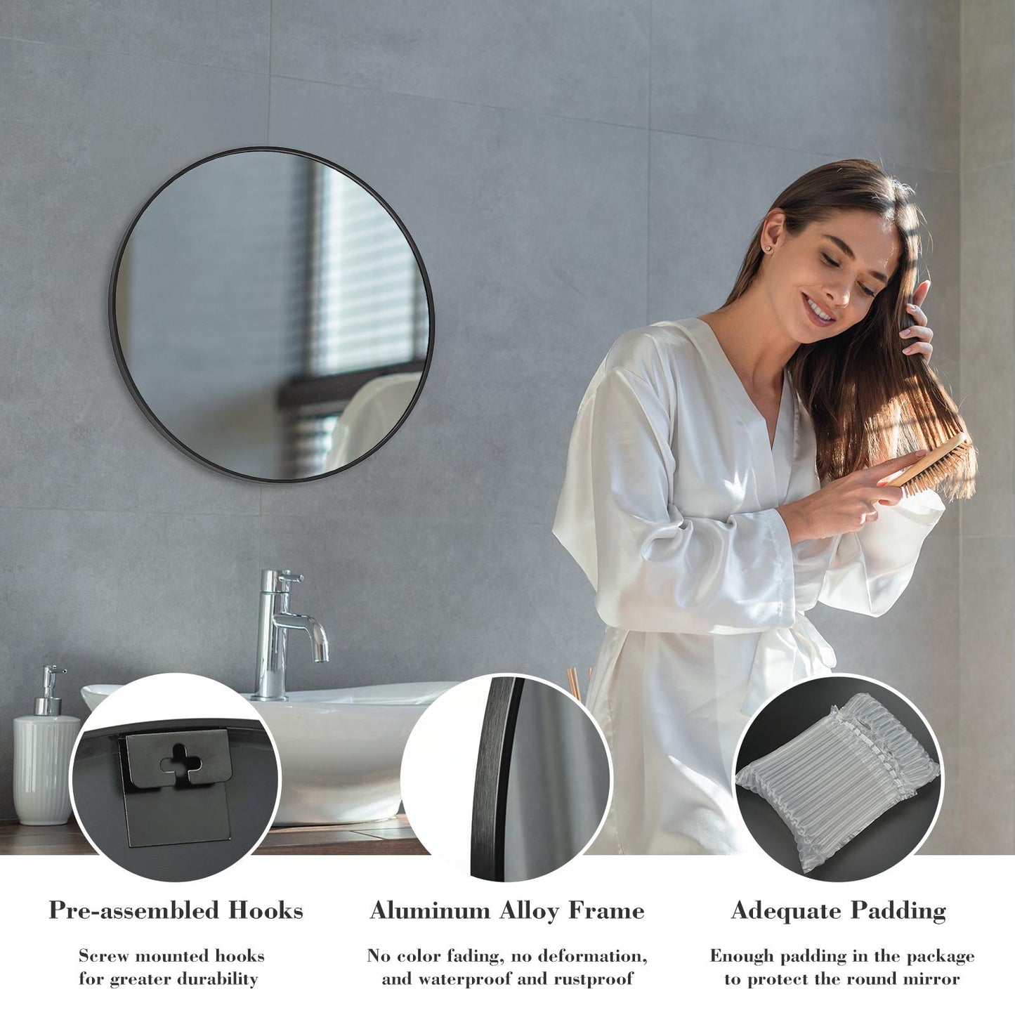 Black Round Wall Mirror 20 Inch