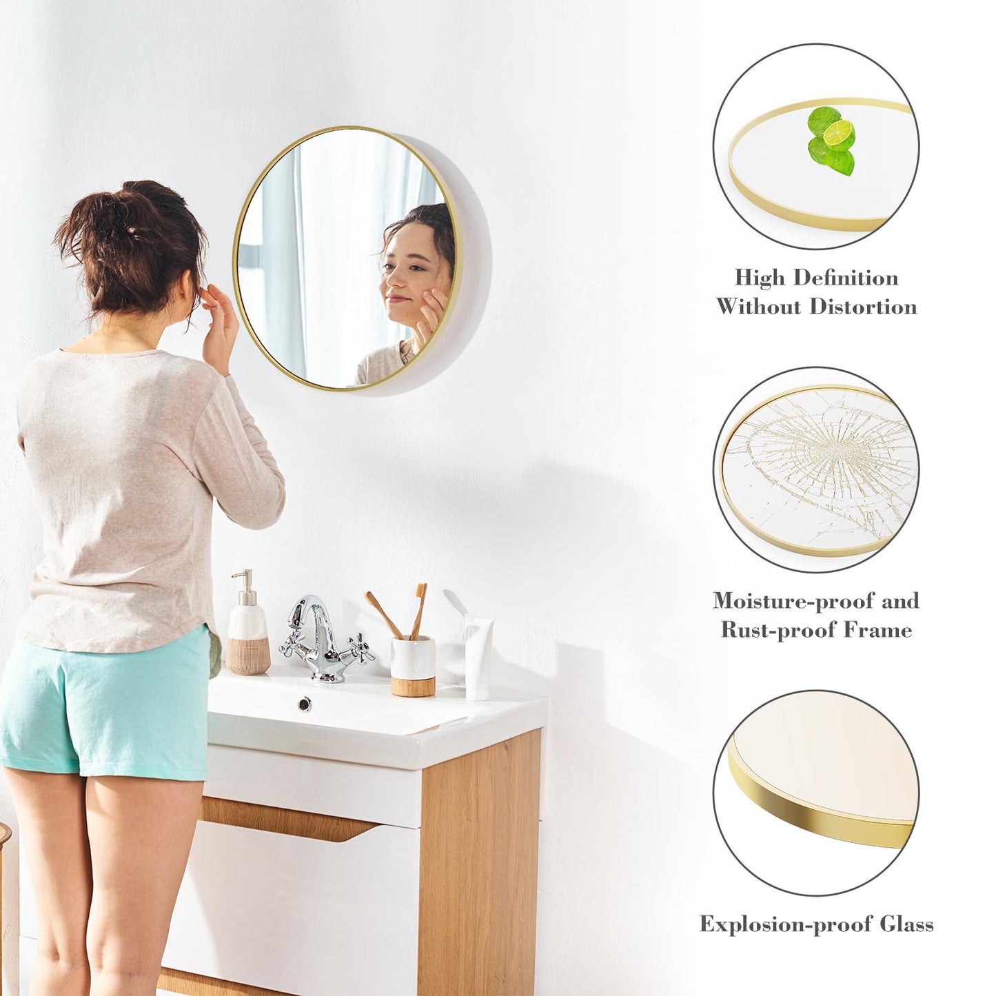 Black Round Wall Mirror 20 Inch