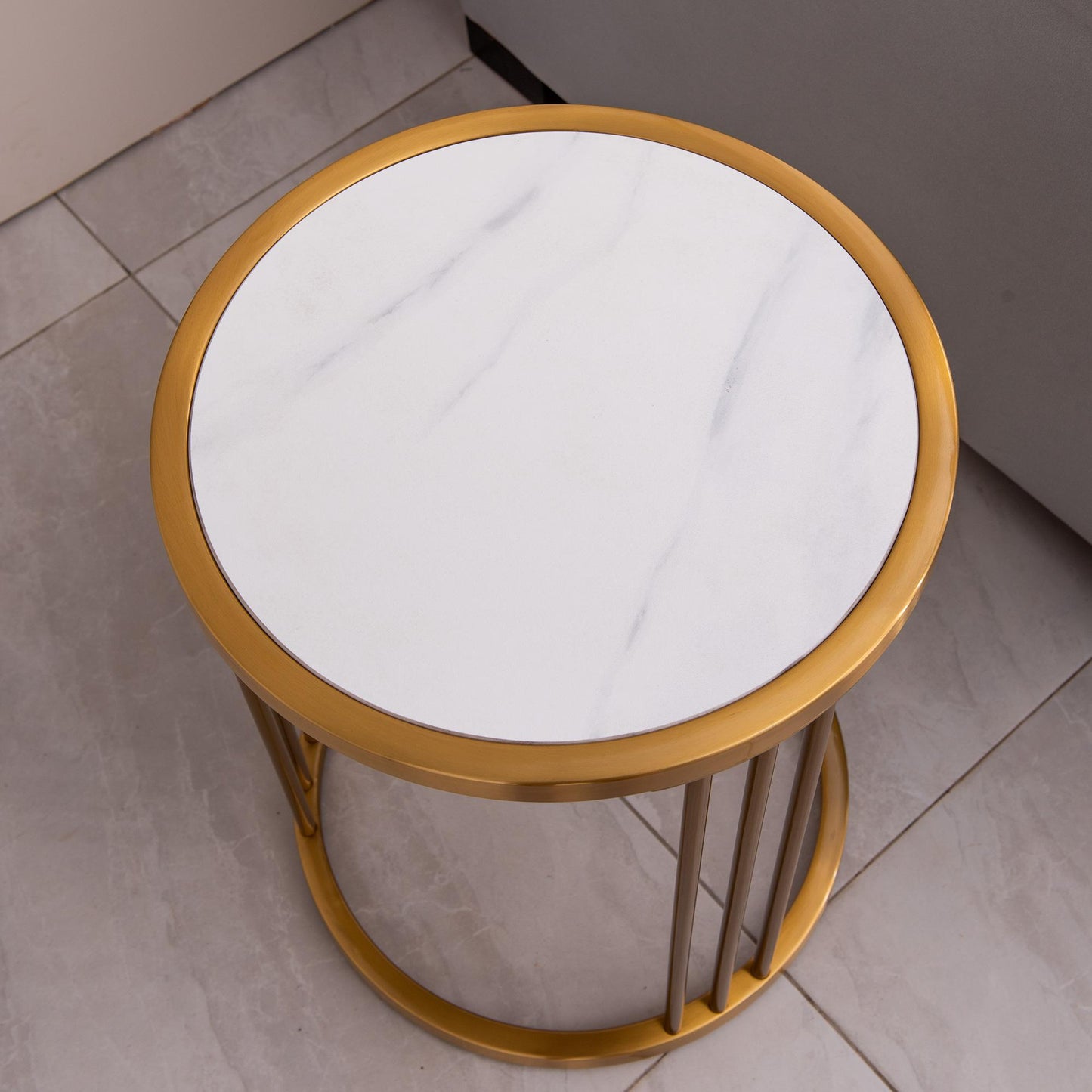 Sintered stone round side table