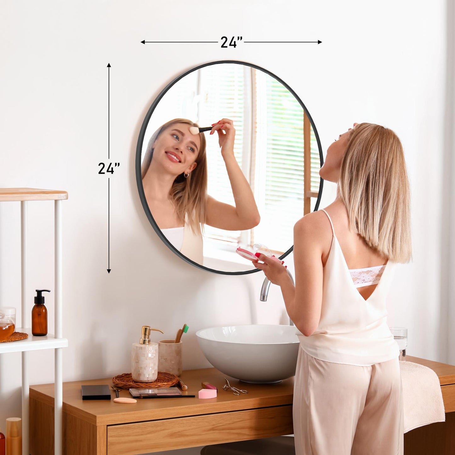 Black Round Wall Mirror 24 Inch