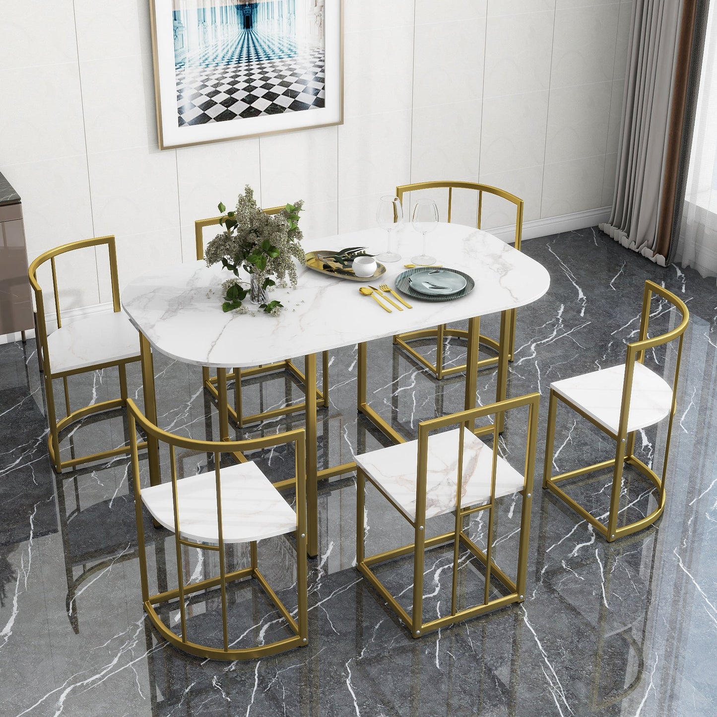 Modern 7-Piece Dining Table Set