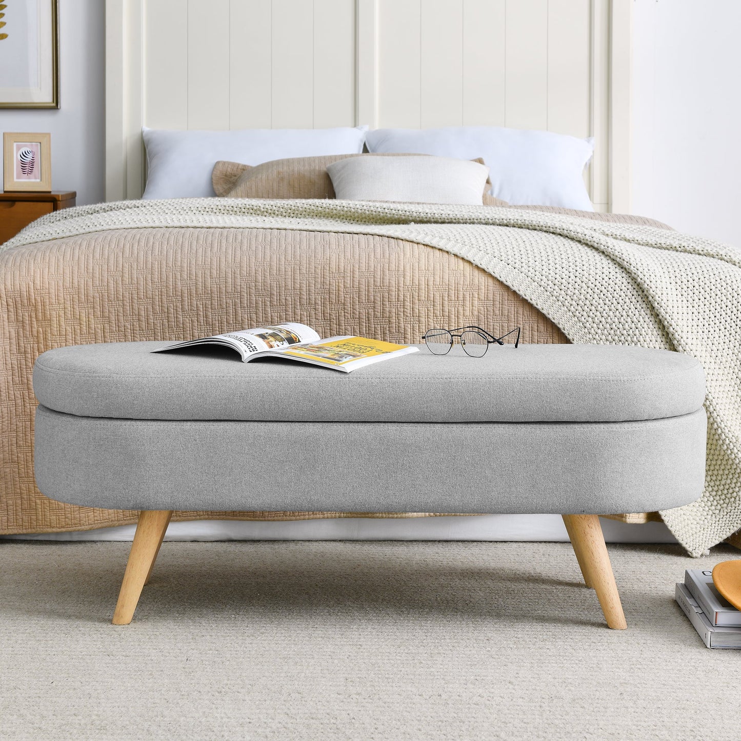 Ottoman Oval Storage Bench