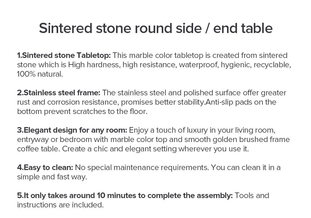 Sintered stone round side table