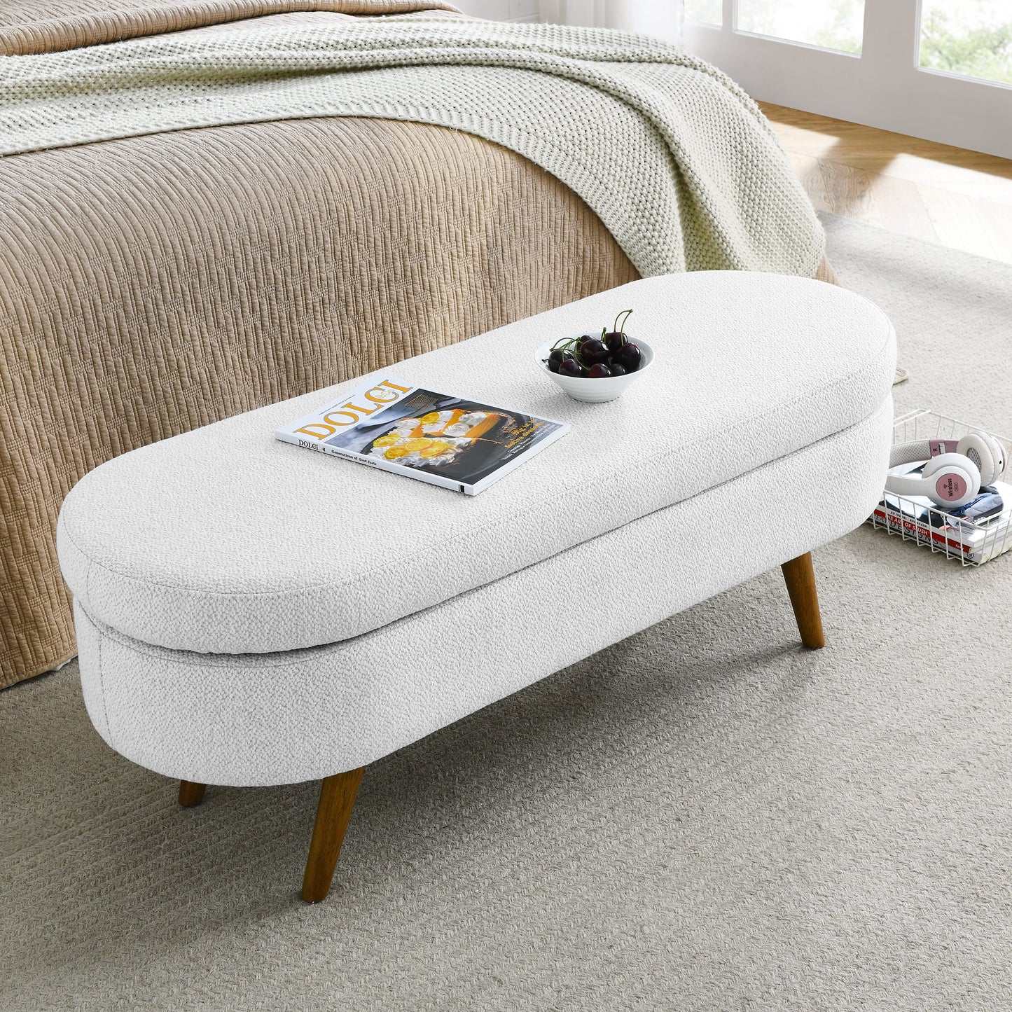 Ottoman Oval Storage Bench