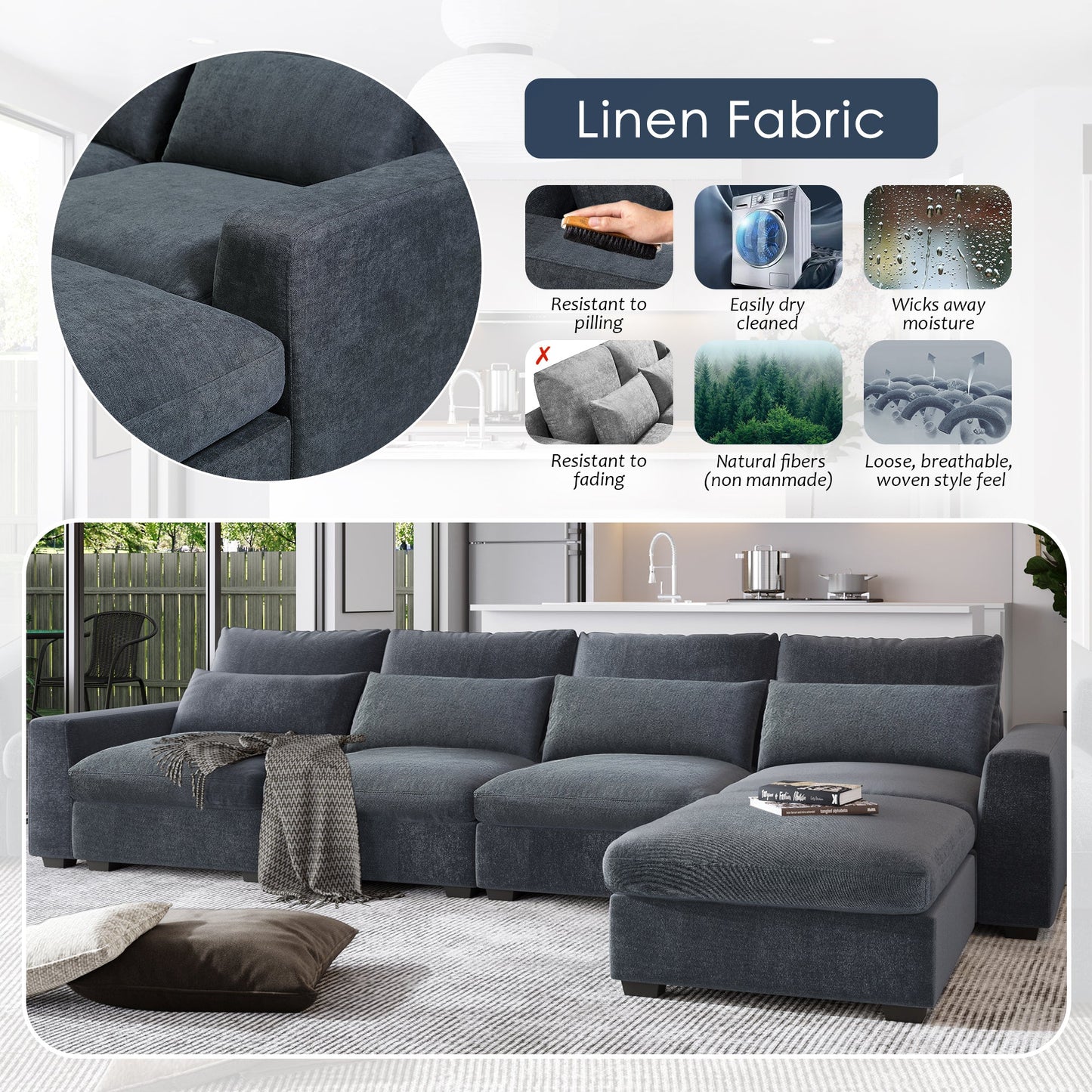 Modern Large L-Shape Sectional Sofa
