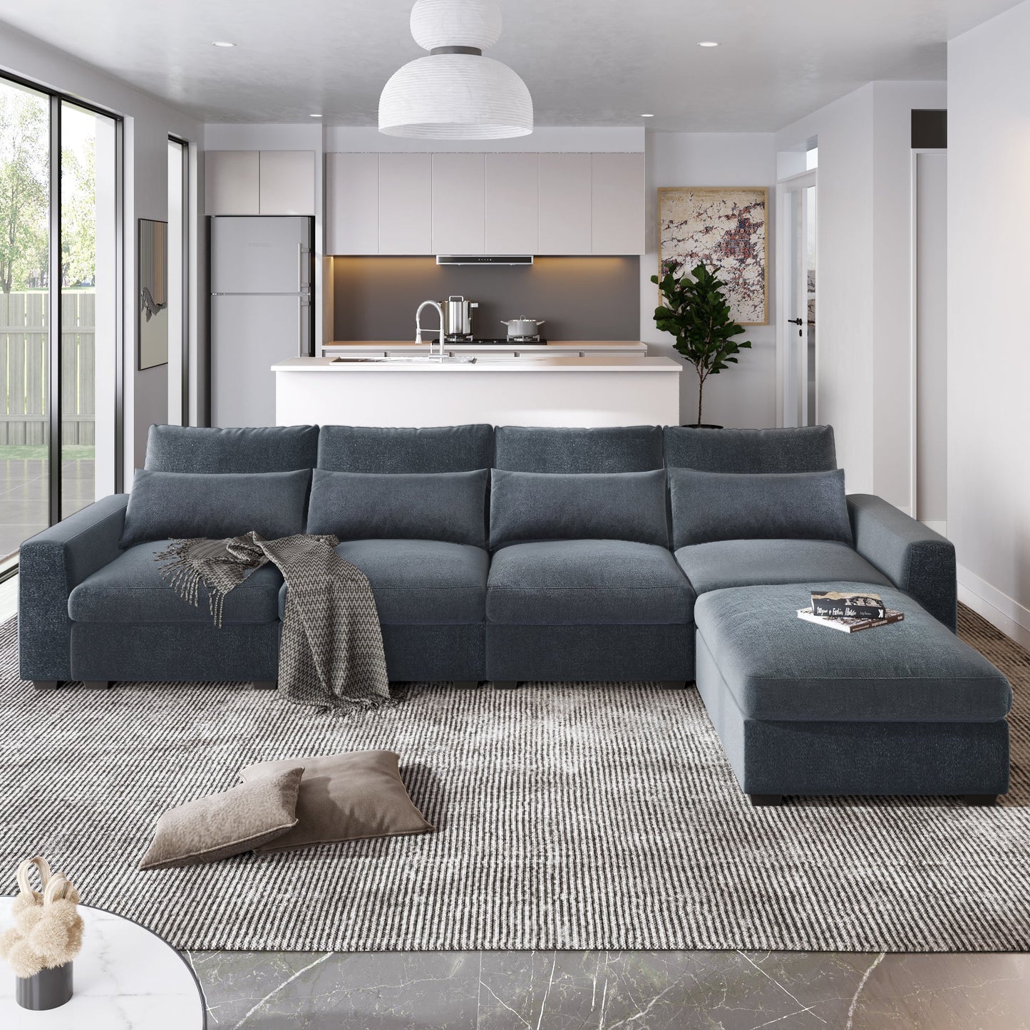 Modern Large L-Shape Sectional Sofa