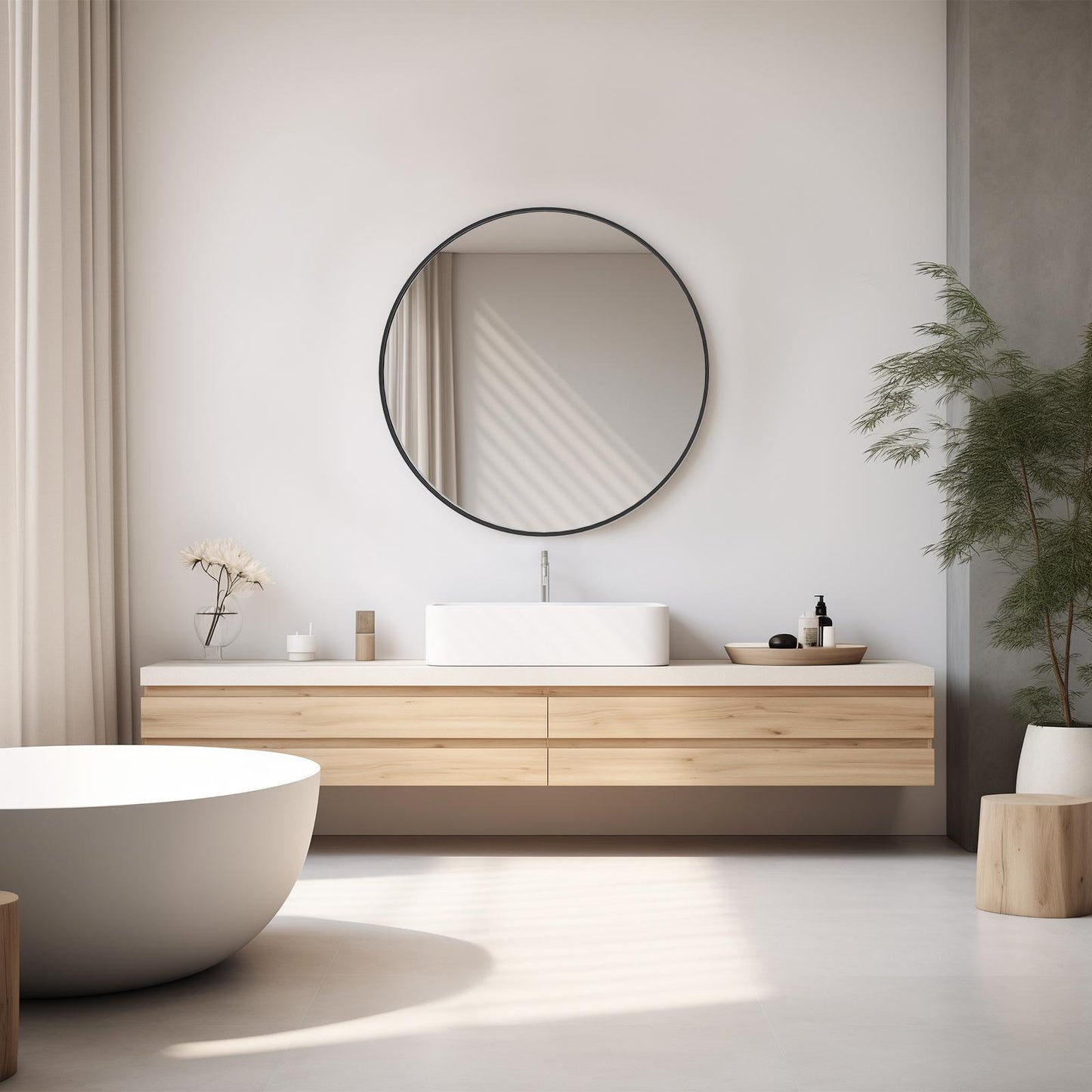 Black Round Wall Mirror 24 Inch
