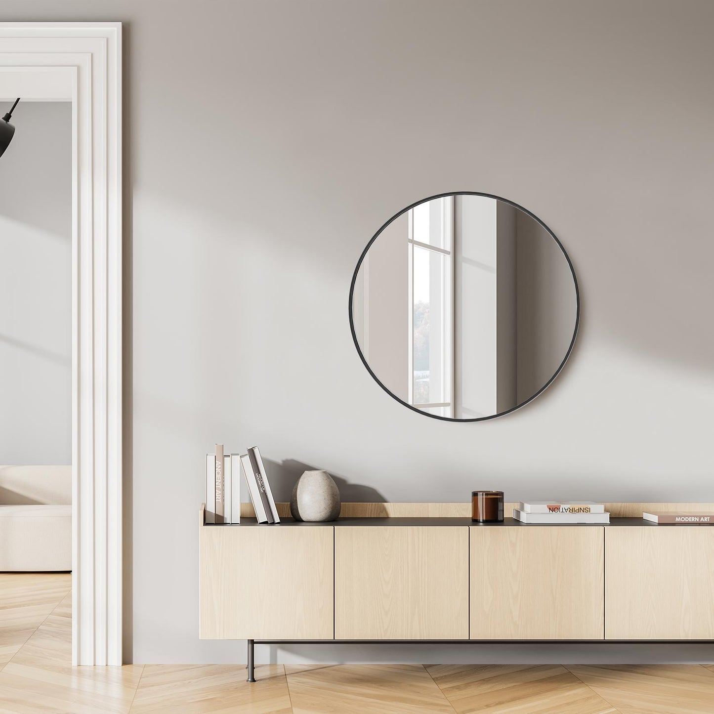 Black Round Wall Mirror 24 Inch
