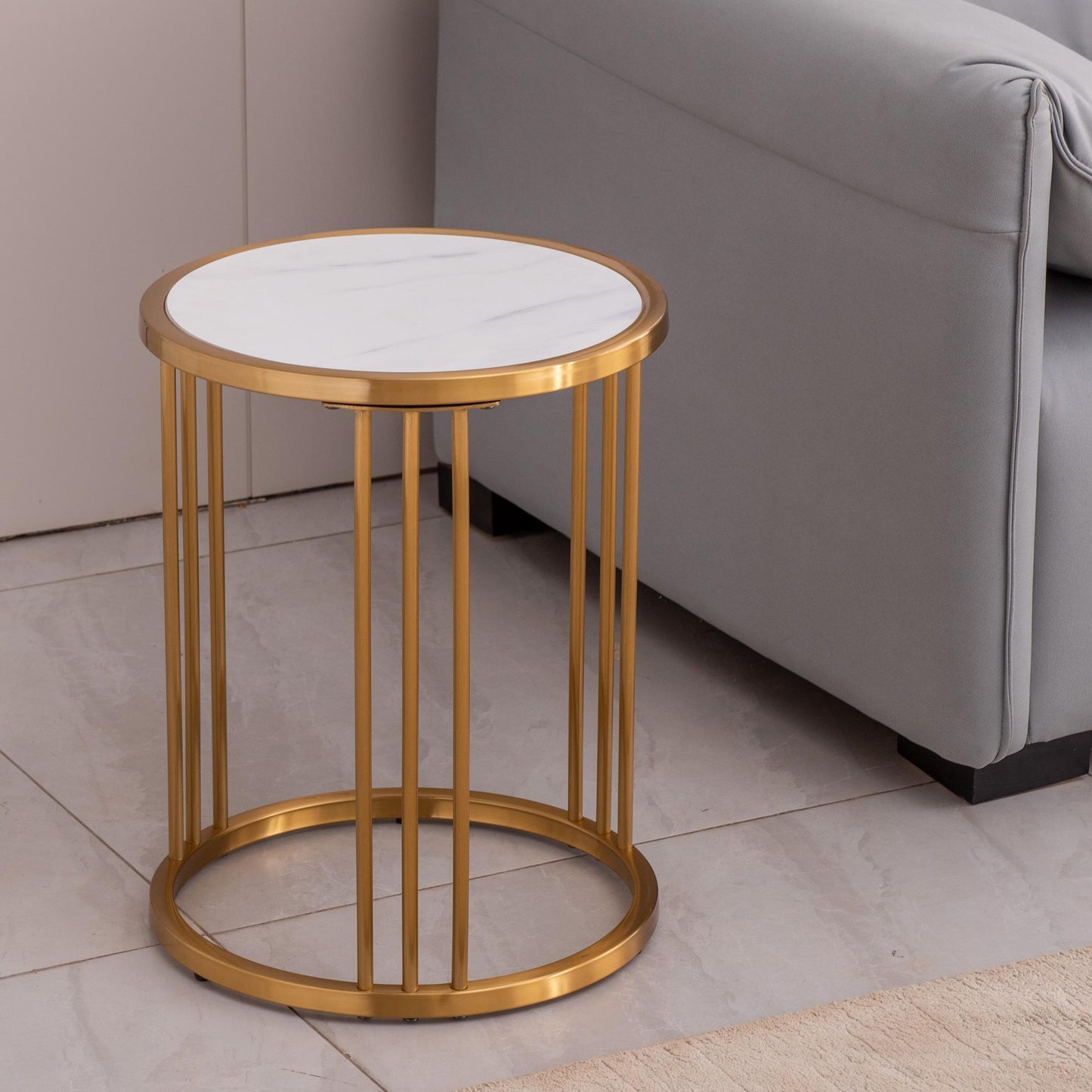 Sintered stone round side table