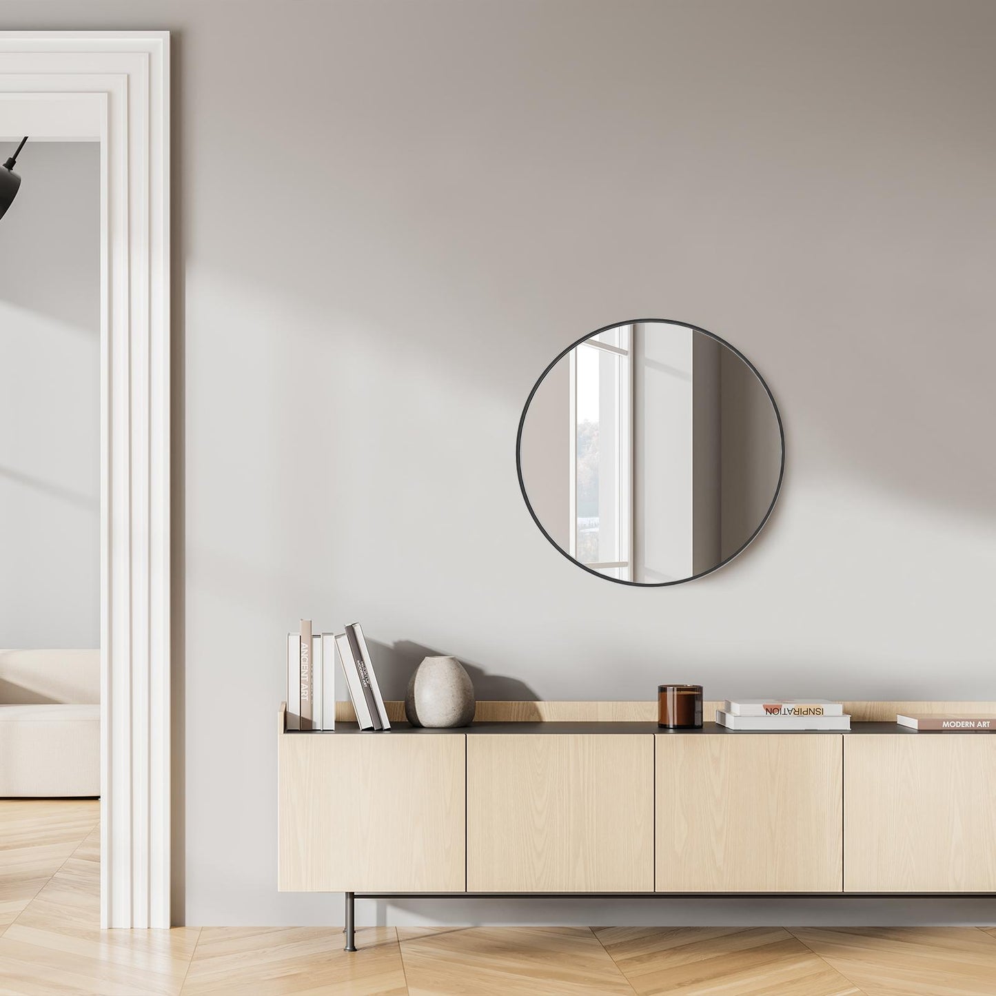 Black Round Wall Mirror 20 Inch