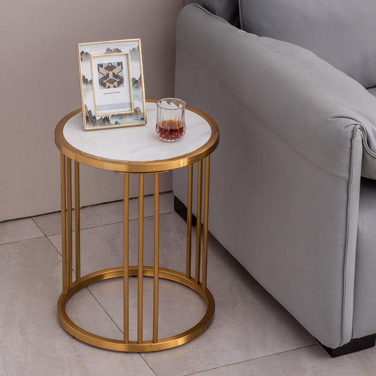 Sintered stone round side table