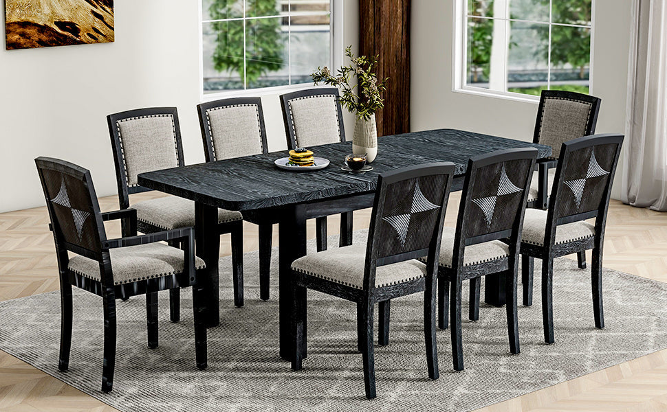 Rustic Extendable 84inch Dining Table Set