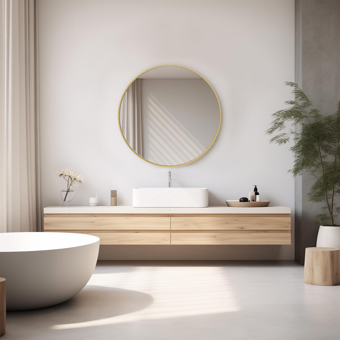 Black Round Wall Mirror 24 Inch