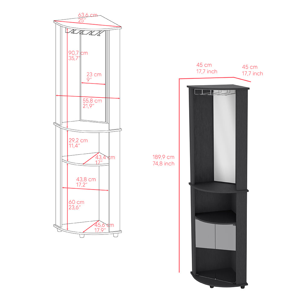 Bar Cabinet Corner, Rialto, Black