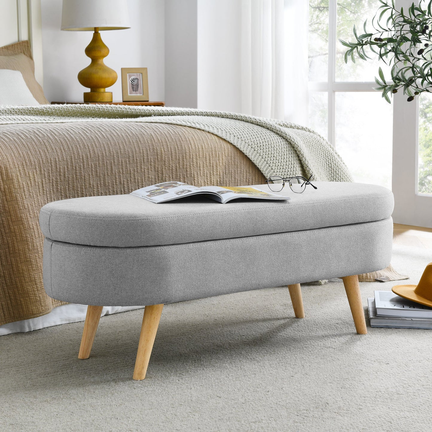 Ottoman Oval Storage Bench