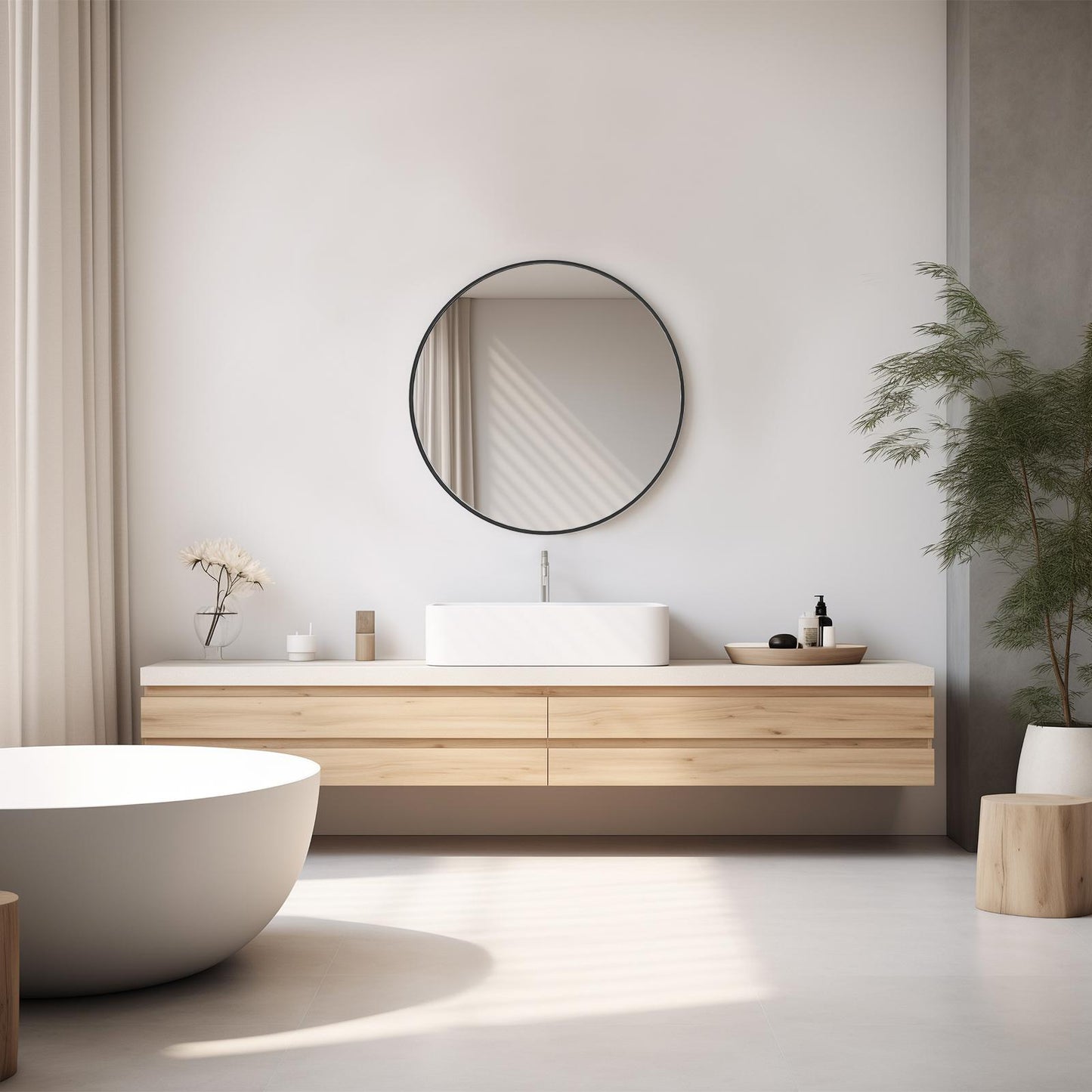 Black Round Wall Mirror 20 Inch