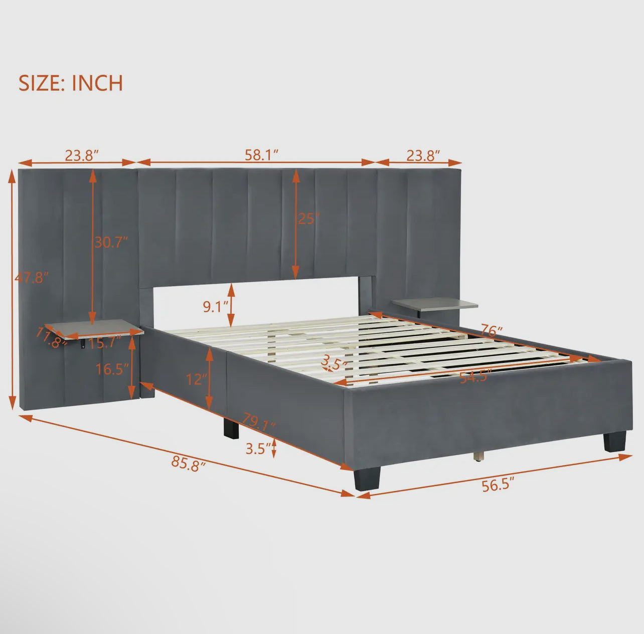 Full Size Upholstered Platform Bed