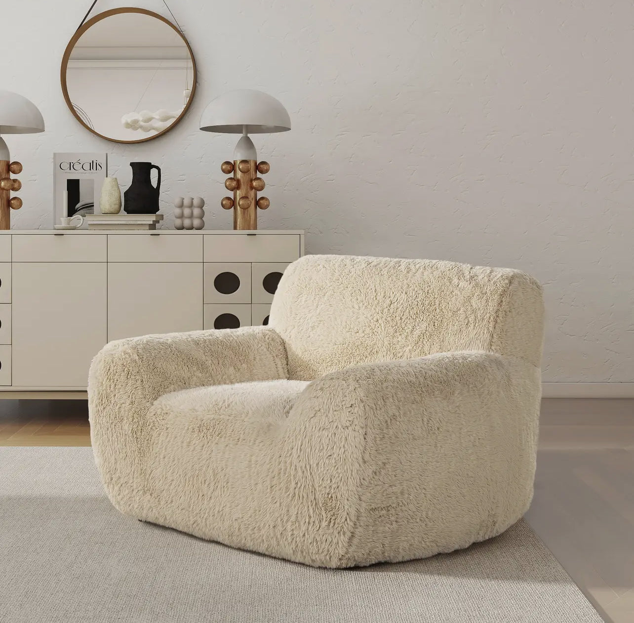Summit 49” Faux Sheepskin Large Overstuffed Arm Chair