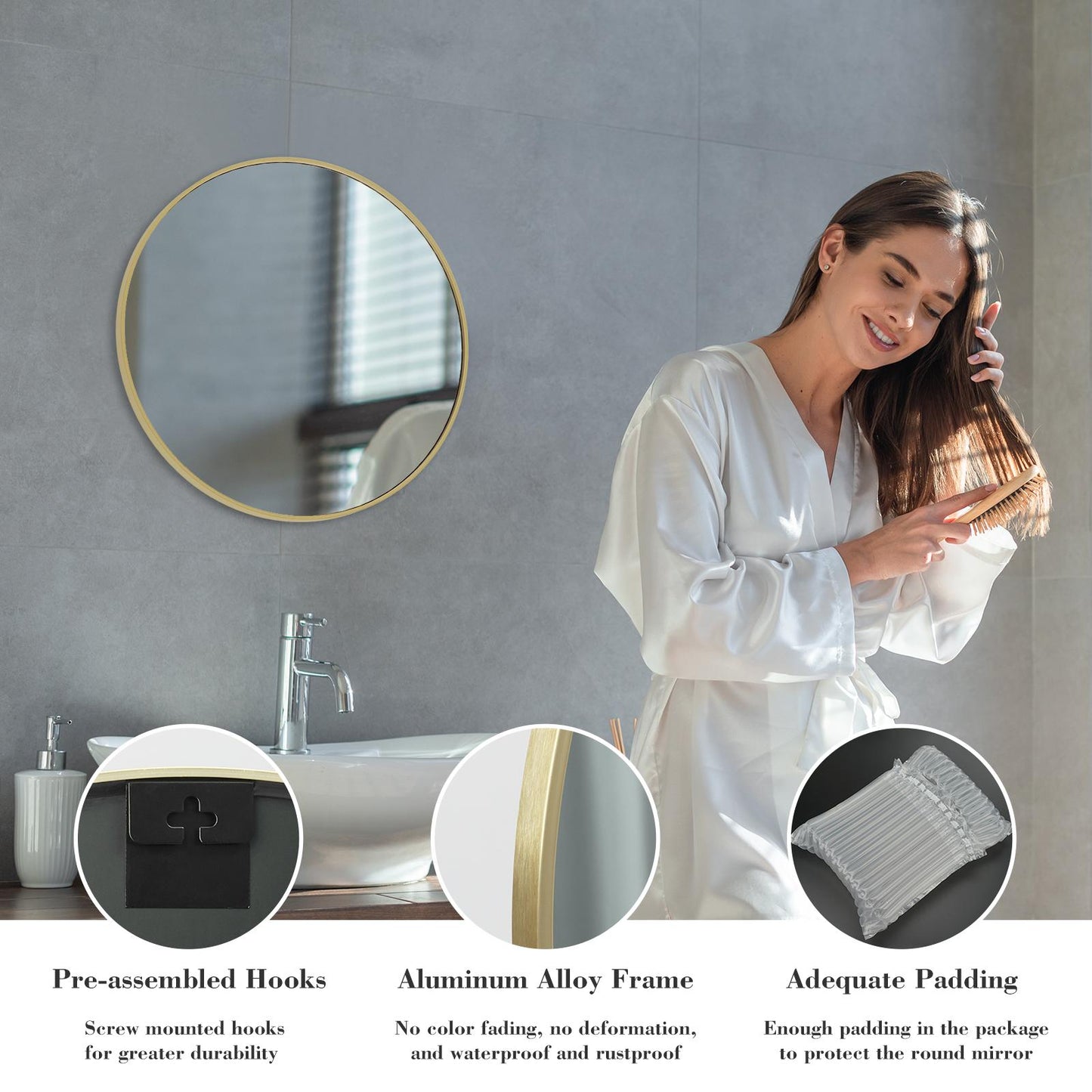 Black Round Wall Mirror 20 Inch