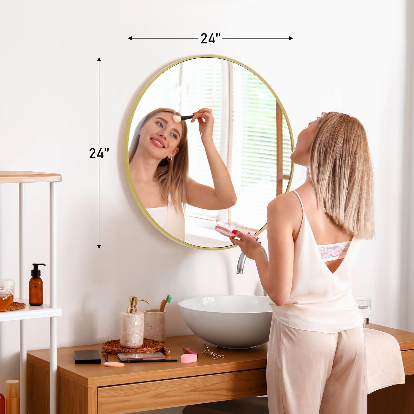Black Round Wall Mirror 24 Inch