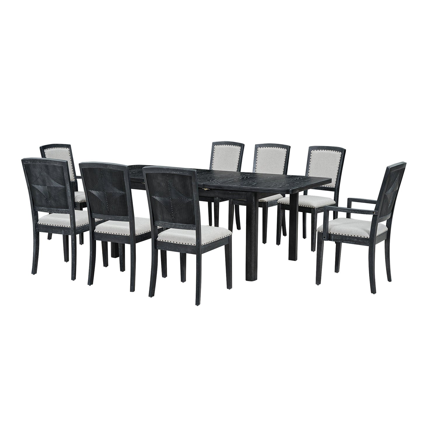 Rustic Extendable 84inch Dining Table Set