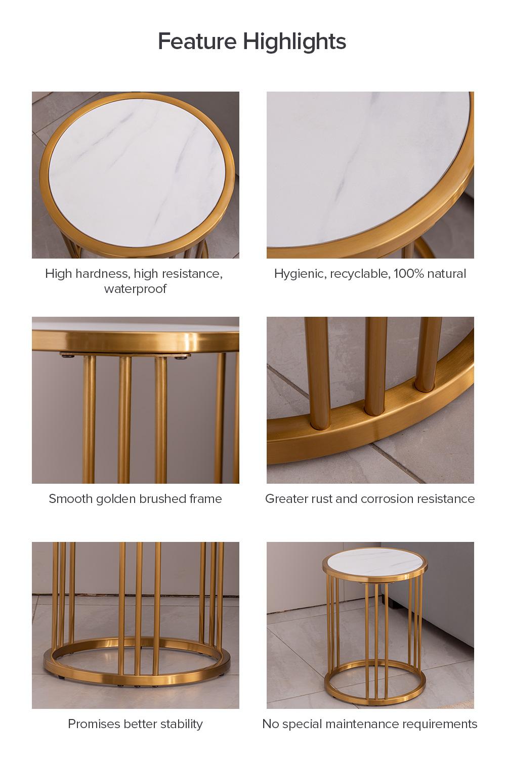 Sintered stone round side table