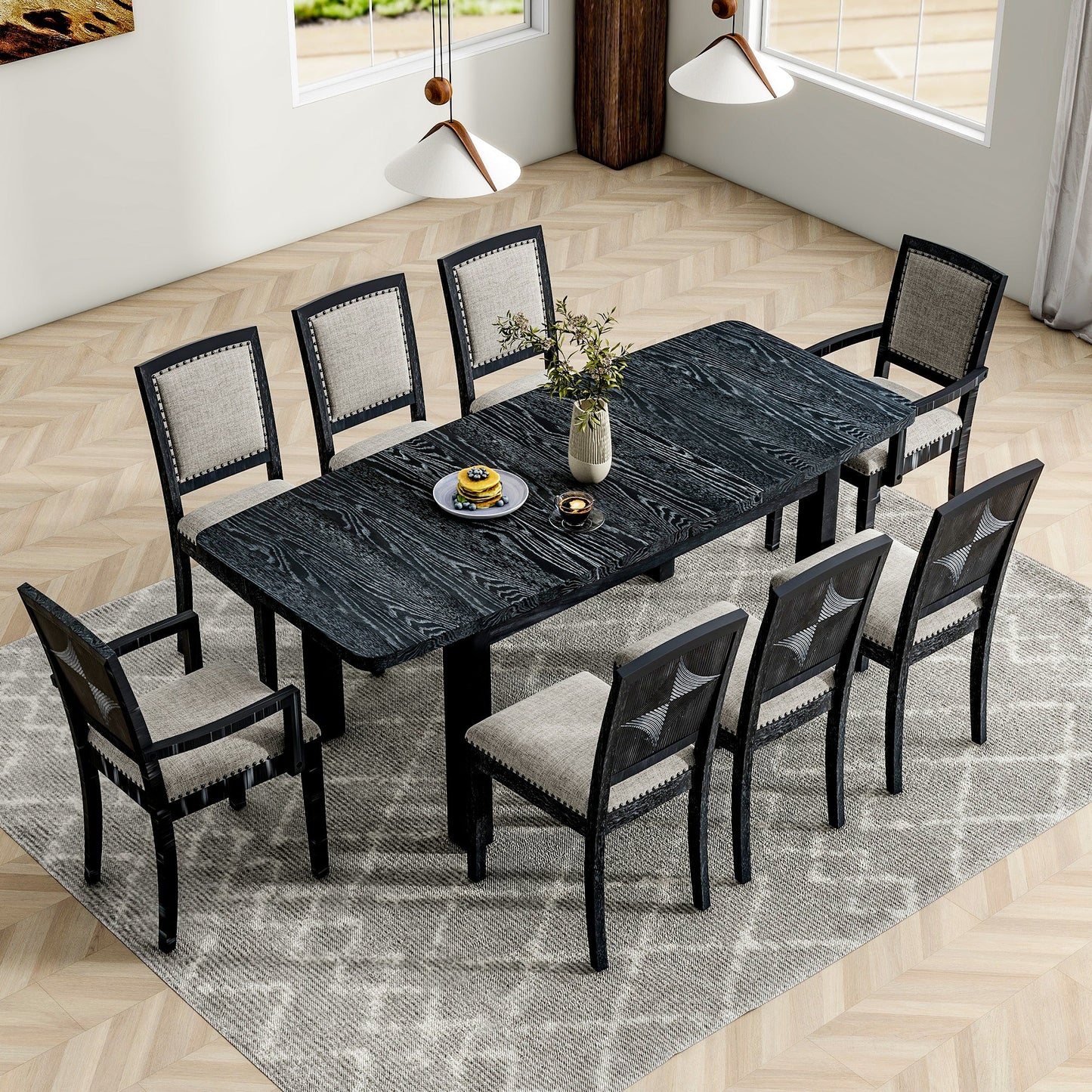 Rustic Extendable 84inch Dining Table Set