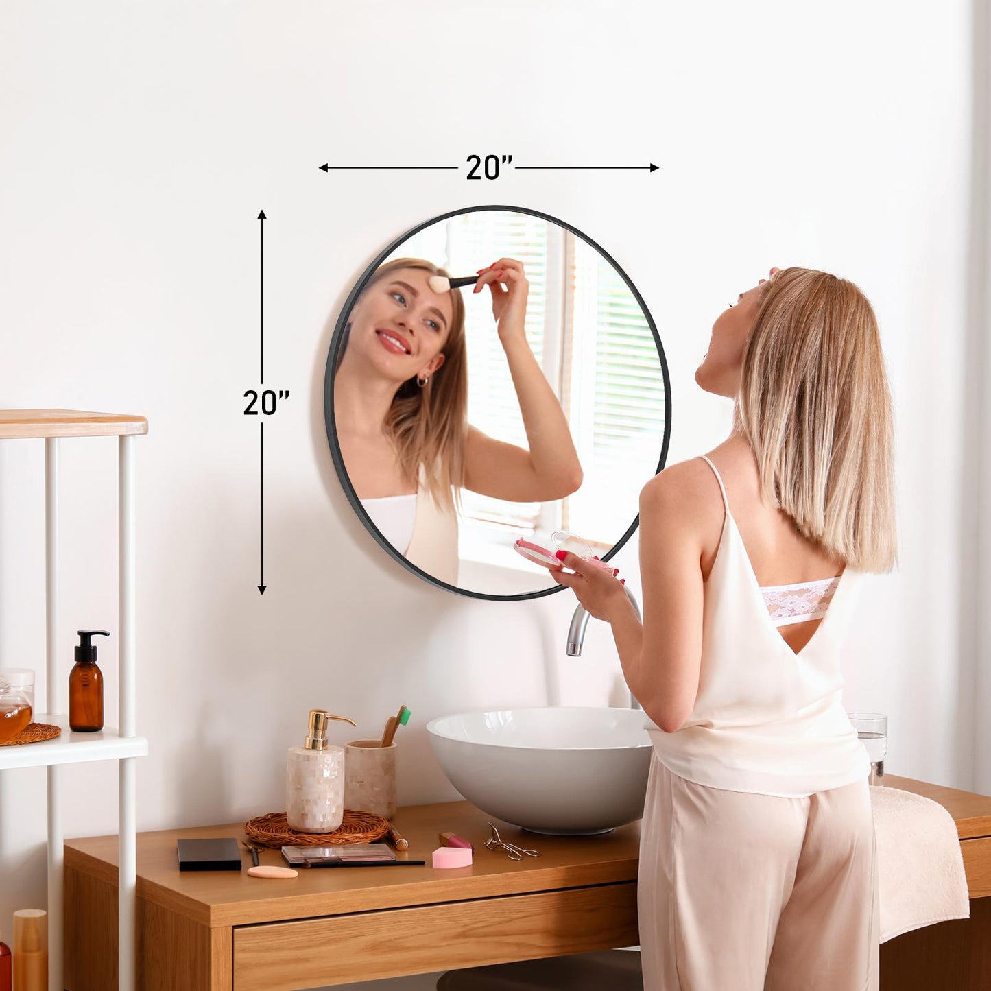 Black Round Wall Mirror 20 Inch